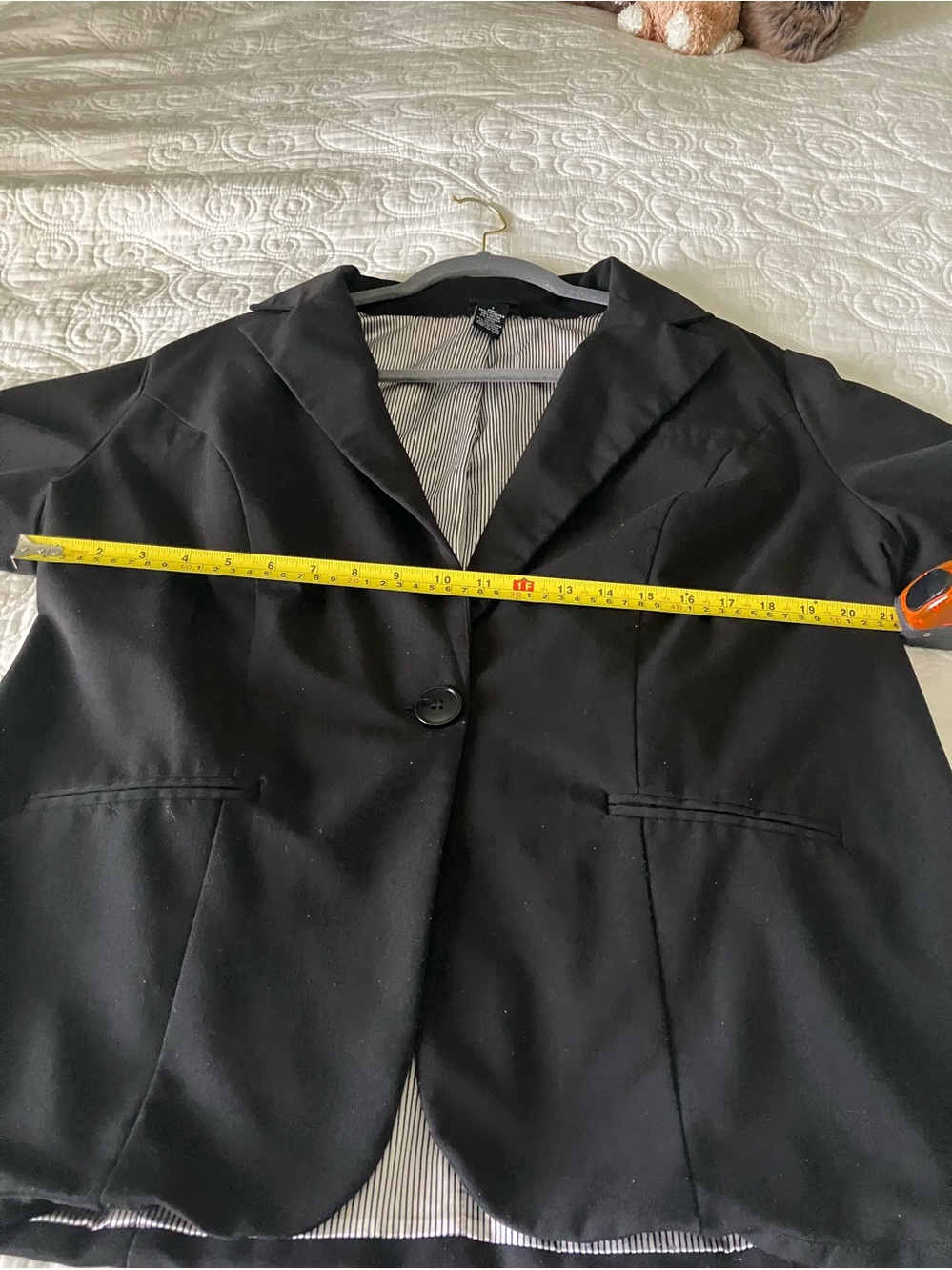 Torrid Black Ruched Sleeve One-Button Blazer Jacket Size 1 Office EUC 14/16 - Picture 7 of 11